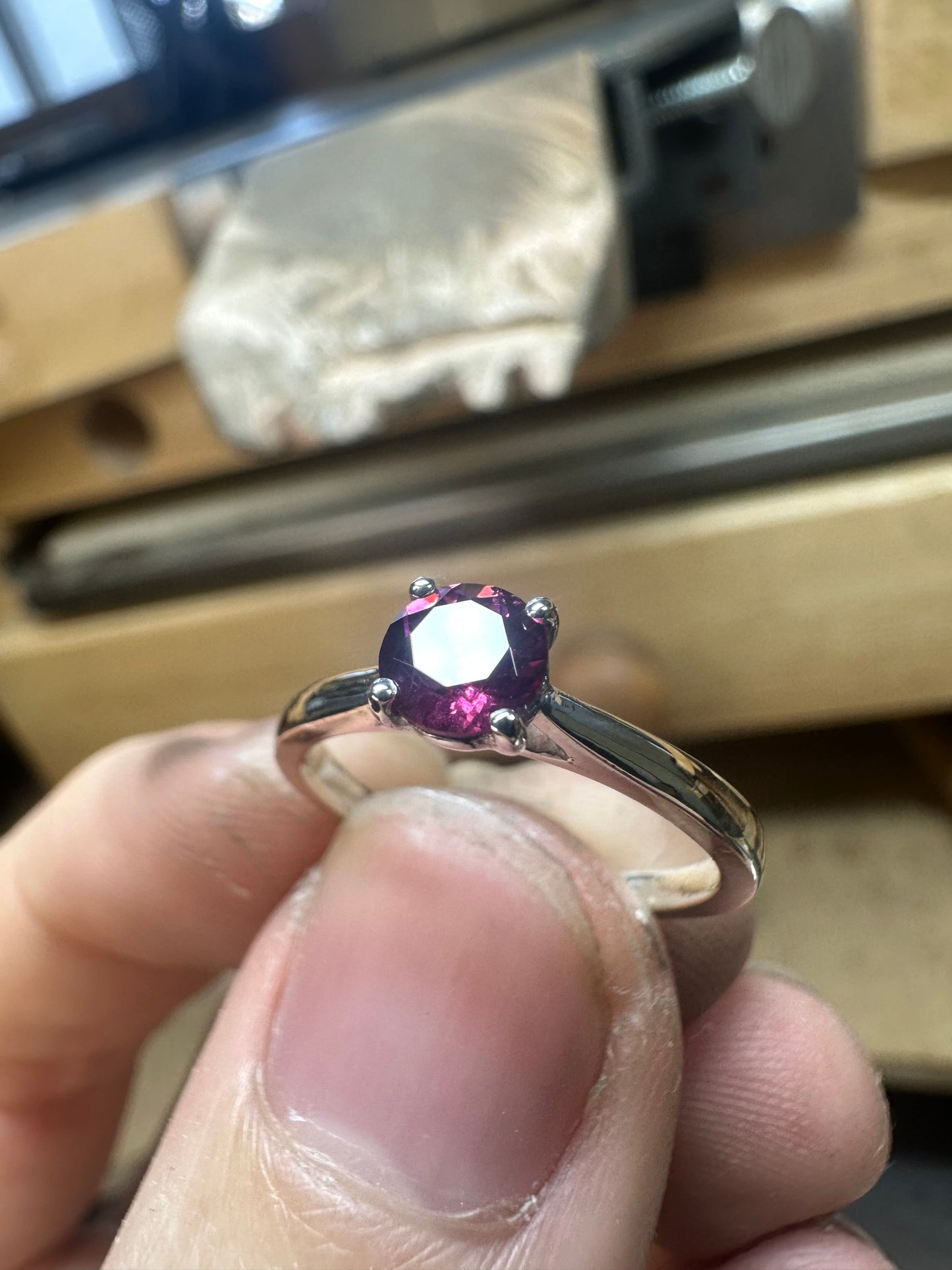 Pink garnet solitaire