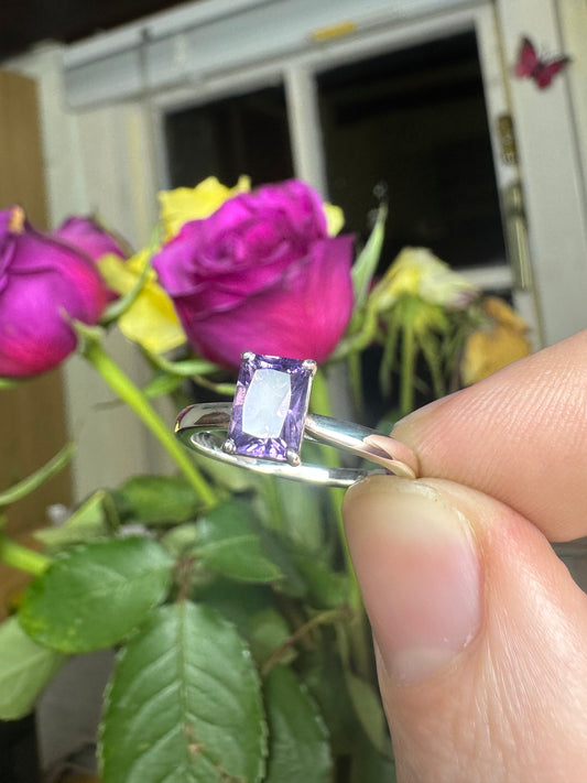 Amethyst radiant solitaire