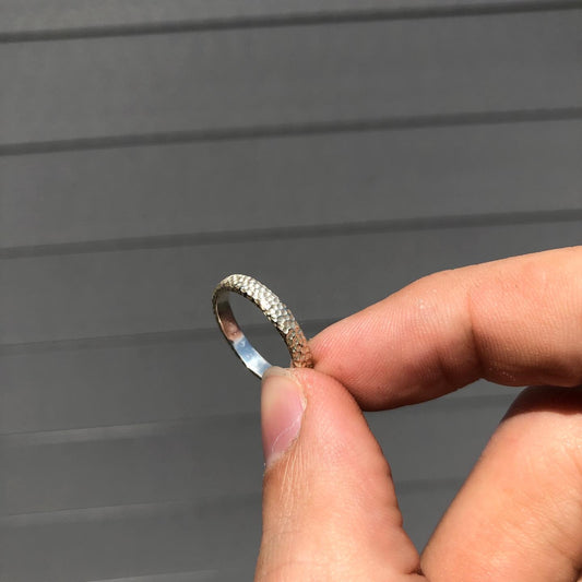 Silver crater ring