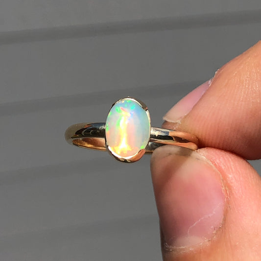 Ethiopian opal gold ring