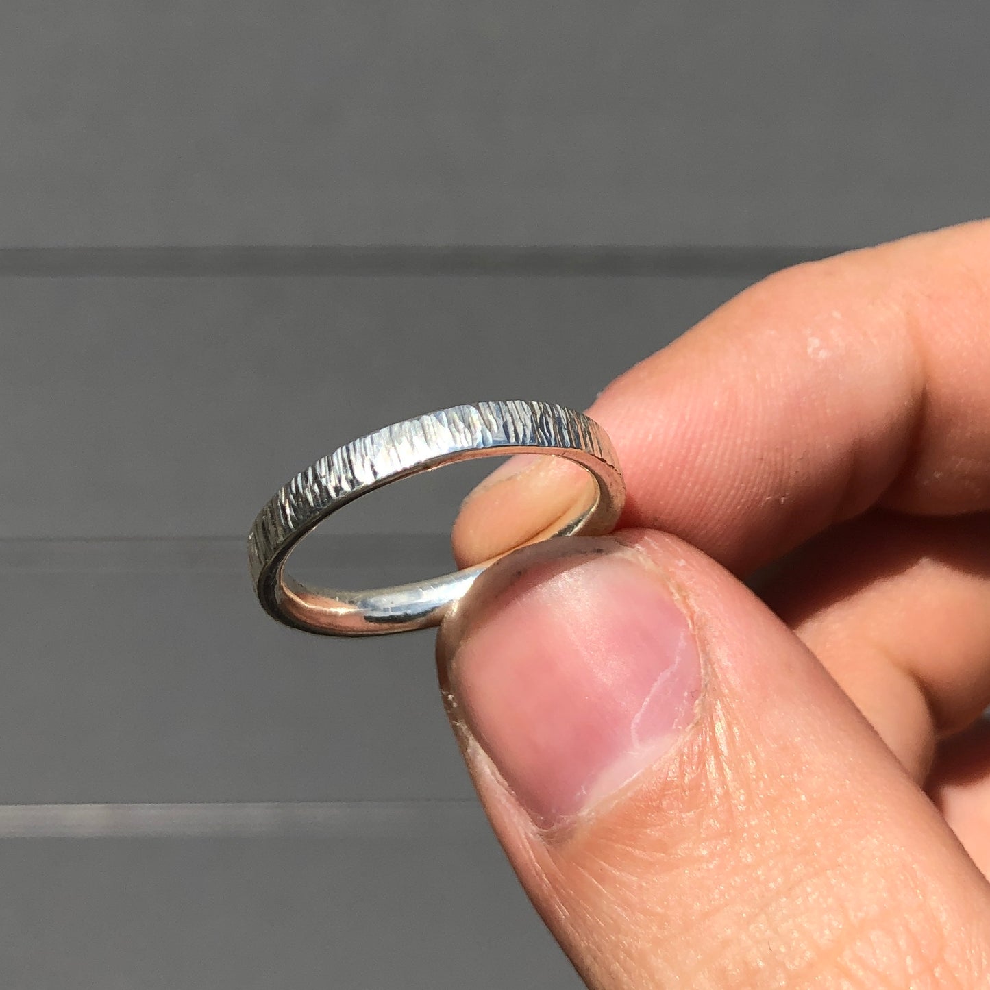 Textured silver band