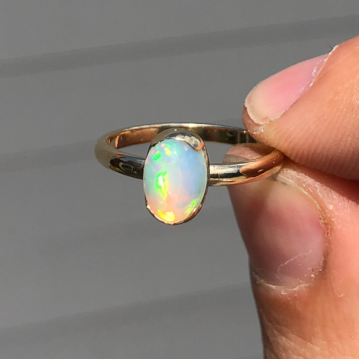 Ethiopian opal gold ring