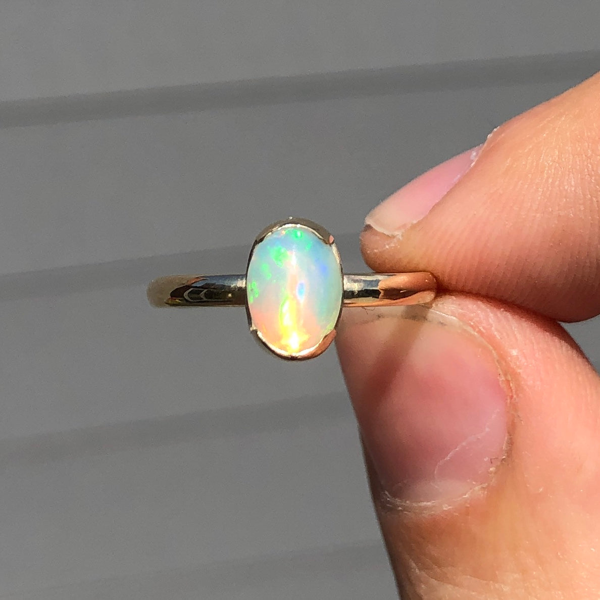 Ethiopian opal gold ring