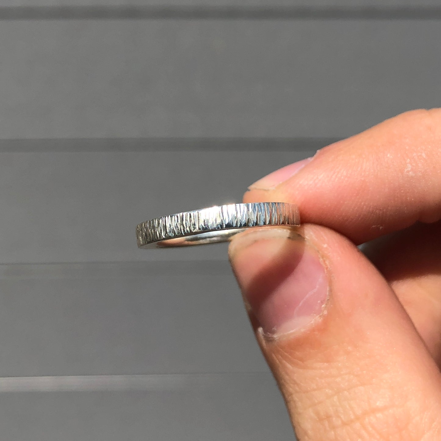 Textured silver band