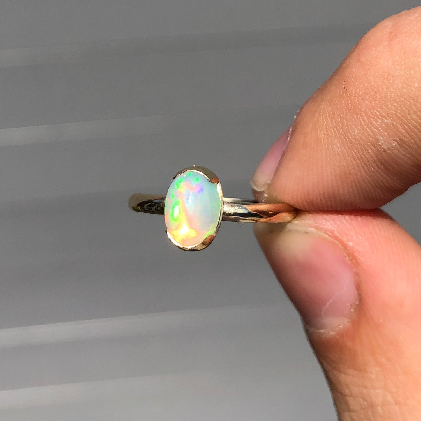 Ethiopian opal gold ring